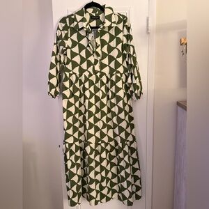 NWT Rachel Zoe Green Geo Maxi Dress